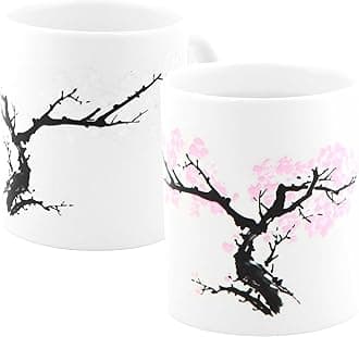 Kikkerland Cherry Blossom Morph Mug, Porcelain, White
