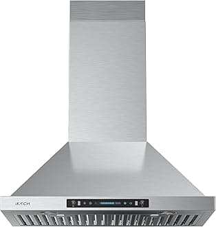 30 inch Wall Mount Range Hood, 390 CFM Low Noise Kitchen Vent Hood, Ducted/Ductless Convertible, Kitchen Chimney Vent Stainless Steel with Gesture Sensing & Touch Control Switch Panel
