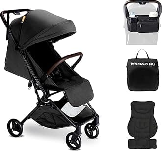 MAMAZING Lightweight Baby Travel Stroller with Carbon Fiber Frame, Compact & Airplane-Friendly, One-Handed Folding Design, 11.6 lbs, Perfect for Toddlers, Organizer & Cushion Included, Jet