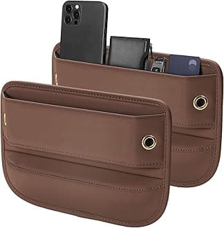 Universal Fit Car Seat Gap Filler Organizer, Premium Leather Car Organizers and Storage Car Accessories for Women/Men, Adjustable Gap Filler for Car SUV Truck (Brown, 2 Pack)