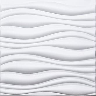 Art3d3D Leather Tiles Decorative 3D Wall Panels, White Wave 23.6" x 23.6" (6 Pack)