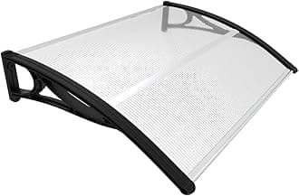 VOUNOT® Front Door Canopy Outdoor Awning, Rain Shelter for Back Door, Porch, Patio, Window, 120 x 80 cm, Black