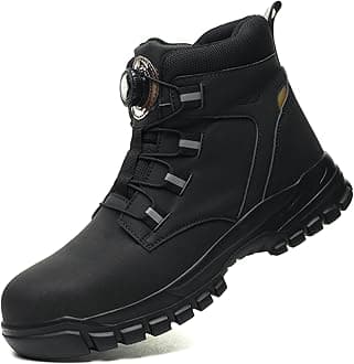 HommyFineSafety Shoes for Men Waterproof Steel Toe Boots for Men Slip Resistant Safety Industrial Boots Safety Work Boots Construction Boots