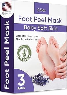 Foot Peeling Mask for Dry Cracked Feet | Foot Mask to Exfoliate Rough, Cracked, Dry Feet, Calluses for Soft Baby Feet Results | Made with Aloe Vera Extract for Women & Men (3 Pairs) | Lavender