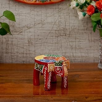 Wooden Handpainted Decorative Elephant Showpiece Ideal for Home Decor, Drawing Room, Bedroom |Red
