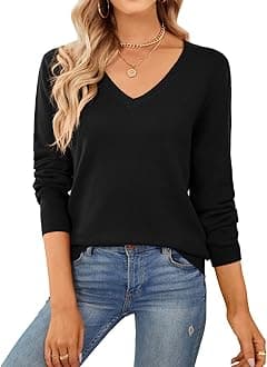 Women's Sweater 100% Cotton Long Sleeve Pullover Sweater Soft Lightweight Knit Tops 2026