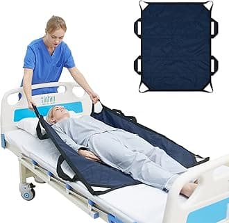 Bed Positioning Pad with Reinforced Handles, 45" X 36" Multipurpose Waterproof Transfer Sheet for Turning, Lifting & Sliding, Reusable Washable Patient Positioning Sheet for Bedridden, Caregiver, Dark