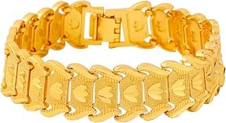 Yellow Chimes Trandy Link Heart Design 18K Gold Plated Wide Bracelet for Men and Boy's
