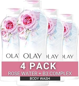 Body Wash for Women, Fresh Radiance, Refreshing & Renewing, Made with Plant Based Cleansers, B3 Botanical Complex, For All Skin Types, Rose Water & Sweet Nectar Scent, 22 fl oz (Pack of 4)
