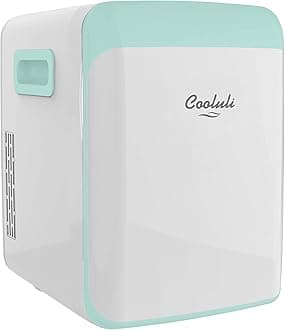 15L Mini Fridge for Bedroom - Car, Office Desk & College Dorm Room - 12V Portable Cooler & Warmer for Food, Drinks, Skincare, Beauty, Makeup & Cosmetics - AC/DC Small Refrigerator (Turquoise)
