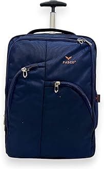 Travel Trolley Backpack with 3 Compartments & Telescopic Aluminium Handle | 2-Wheel Laptop Backpack for Men & Women in Black & Blue (Blue)