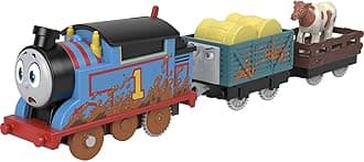 Thomas & Friends Muddy Farm Thomas motorized battery-powered toy train engine for preschool kids ages 3 years and older, HDY73