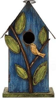 Glitzhome Distressed Leaves Wooden Garden Bird House 9.84 Inch