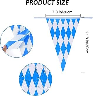 CHRORINE 132 Feet Oktoberfest Pennant Banner Bavarian Bunting Flags, Oktoberfest Decorations Party Supplies, German Party, October Festival Decorations (Blue and White)
