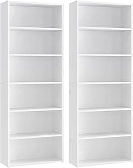 VASAGLE Set of 2 Bookshelves, 23.6 Inches Wide, 6-Tier Open Bookcases with Adjustable Storage Shelves, Floor Standing Units, Cloud White ULBC166T14-2