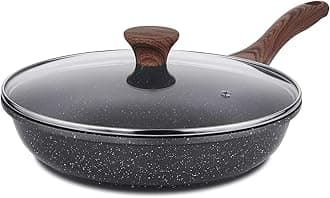 SENSARTE Nonstick Frying Pan Skillet with Lid, Omelet Pan with Cover, Healthy Cooking Chef's Pan, Kitchen Non toxic Pan, PFOA Free (11inch + Glass Lid)