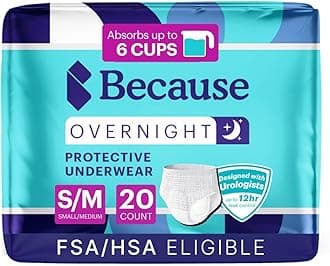 Overnight Absorbency Pull Ups - Adult Disposable Incontinence Underwear, Extra Absorbent Nighttime Briefs for Men and Women, White, Small/Medium, 20 Count