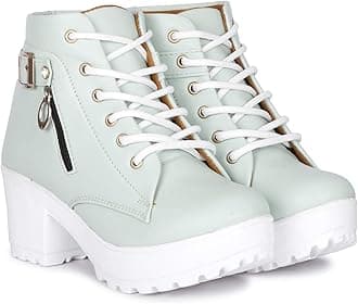 KRAFTER Women's Tan Buckle Boots – Stylish Faux Leather High Ankle Boots for Winter & Casual Wear – Comfortable & Durable