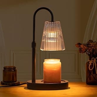 Candle Warmer Lamp - Electric Candle Lamps Warmer with Dimmer Adjustable Height Timer Lamp Candles Warmers Glass Vintage Nightstand Lamp Sets with 2 Bulbs（Grey）