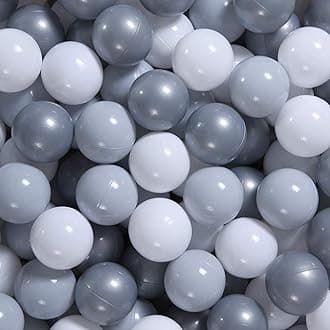 GOGOSO Ball Pit Balls for Toddler, Baby Plastic Playballs Kids Soft Pastel Pelotas Non-Toxic BPA-Free Gray+Pearl Gary+ White, 500 Balls