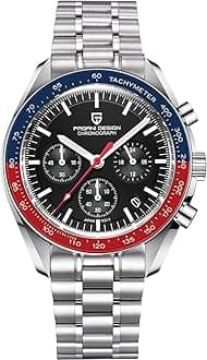 Pagani Design 1701 Men's Watch, Chronograph, VK63 Japanese Quartz Movement, Stainless Steel Bracelet, Water Resistant to 330 Feet (100 Meters), Sapphire Glass Wristwatch.