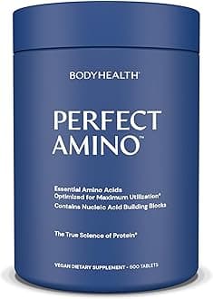 PerfectAmino, Essential Amino Acid with BCAAs + Lysine, Phenylalanine, Threonine, Methionine, Tryptophan, Supplement for Muscle Mass Production, Recovery & Strength (600 ct)