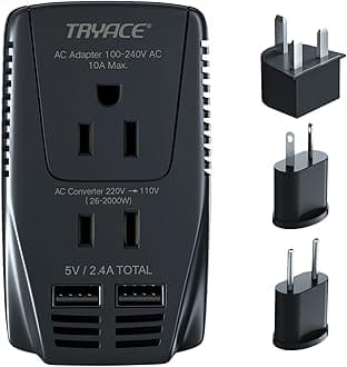 220V to 110V Converter,Upgraded 2000W Travel Voltage Converter for Hair Dryer Straightener Curling Iron,10A Power Adapter is Easy to Carry for National Travel,with 2USB and UK/EU/AU Plugs,White