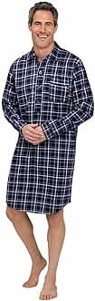 Mens Brushed Cotton Canterbury Checked Nightshirt Sleepwear