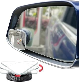 Suction Cup Blind Spot Mirror, Ampper HD Glass Frameless Removable Convex Wide Angle Rear View Mirror (Fan Shape, Pack of 2)