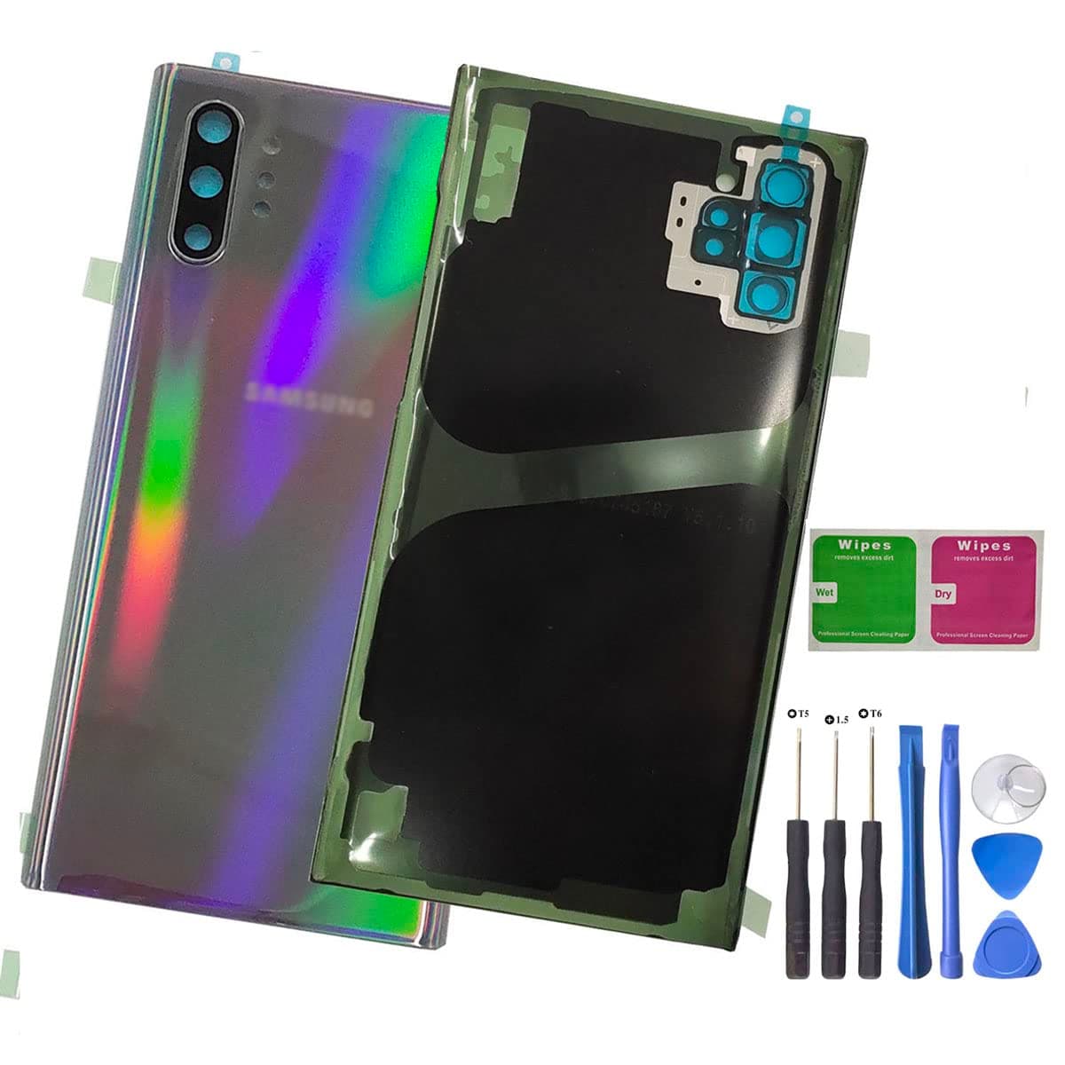 Galaxy Note10 Plus Back Cover Glass Housing Door Replacement with Camera Lens Parts for Samsung Galaxy Note10+ SM-N975F/DS SM-N975U SM-N975U1 5G +Tools (Aura Glow)
