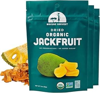 Jackfruit Dried Fruit Snacks | Unsweetened Organic Dried Jackfruit Chips | Gluten Free Healthy Snacks for Kids and Adults | Vegan, Non GMO, Direct Trade | 2 Ounce, Pack of 3