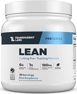 Transparent Labs Lean Pre-Workout - Body Recomposition Pre Workout for Men and Women with Acetyl L-Carnitine, Beta Alanine Powder, & PurCaf Organic Caffeine Powder - 30 Servings, Blue Raspberry