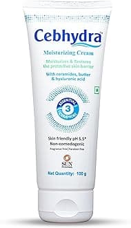 Cebhydra Moisturizer Cream|With Ceramides, Butter & Hyaluronic Acid, fragrance free|For Everyday Use for all Typeof skin For Men & Women|Paraben Free & Non irritant formula,Dermat Recommended|Dermatologist Tested|100G