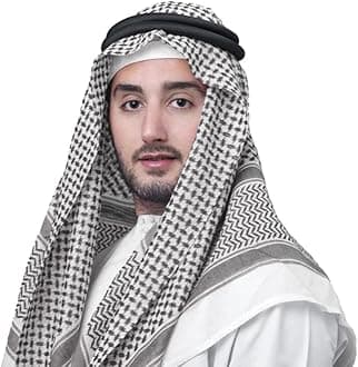 Mens Arab Shemagh Scarf Middle East Keffiyeh Headscarf Arabia Scarves Hijab Headband Desert Shawl Saudi Headwear Classic Arabian Turban Large Bandana Soft Head Cover for Men Boys