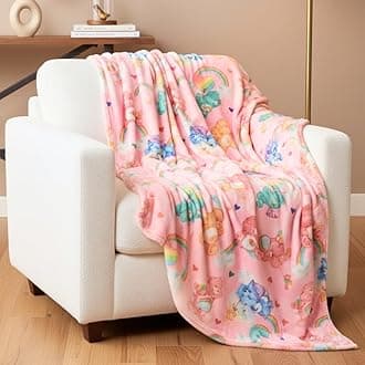 Care Bears Heart Bedding Super Soft Plush Blanket, 62 in x 90 in, (Officially Licensed Product) by Franco Collectibles