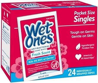 Moist Wipes Fresh Scent Anti Bacterial Singles - 24 ct, Pack of 3