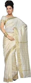 Sanskruti IndiaWomens Indian Ethnic Traditional Banarasi Art Silk Saree Sari Wrap Fabric Dress Drape