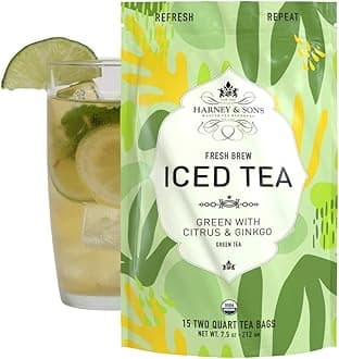 Organic Green with Citrus & Gingko Fresh Brew Iced Tea | 15ct, Brews up to 30 quarts of Iced Tea