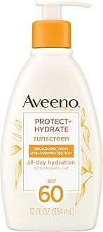 Protect + Hydrate Moisturizing Body Sun Lotion with Wide Spectrum SPF 60 and Prebiotic Oats, Paraben- and Oil-Free, Pump Bottle, 12 oz