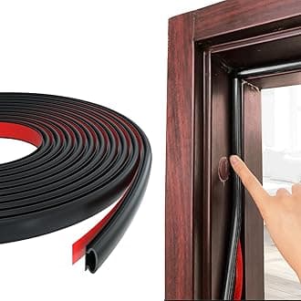 Esufeir 49Ft/15M D-Shape Rubber Door Sealing Strip Upvc Window Weather Stripping for 2.5-6mm Gap,Self Adhesive Soundproofing Front Door Frame Insulation Seal Draft Excluder,Noise Wind Blocker,Black