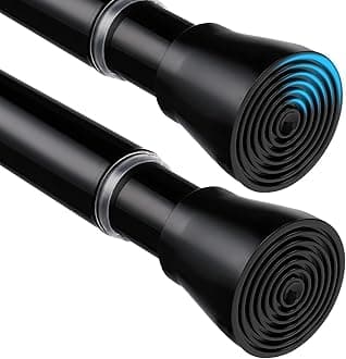 2 Pack Black Shower Curtain Rod 43 To 73 Inch Tension Shower Rod For Bathroom 7/8" Adjustable Spring Curtain Rod No Drilling Black Spring Rod Tension Curtain Rods for Windows Doorway Closet