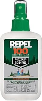 100 Insect Repellent, 4 Ounces, With DEET, 10-Hour Protection Long-Lasting Insect Repellent Pump Spray Repels Mosquitoes, Ticks, Gnats, Biting Flies, Chiggers And Fleas