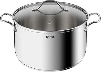 Tefal Intuition XL Large 28 cm / 8 L Stainless Steel Induction 5 Year Guarantee Premium 18/10 Stainless Steel Size XL Sturdy Handles Glass Lid B8646404