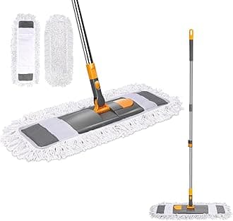 Commercial Dust Mop,Masthome Dust Mops for Floor Cleaning with 2 Mop Pads,Industrial Dust Mop for Hardwood Floors with Adjustable Handle,Wet Dry Mop for Cleaning Office Garage Warehouse Factory Mall
