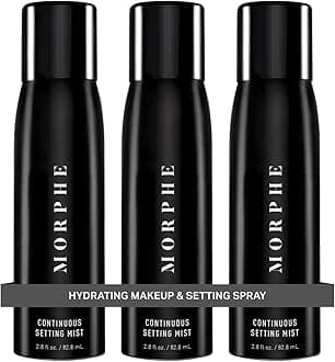 Morphe Continuous Setting Mist - Micro-Fine Makeup Setting Spray with a Natural Radiant Finish - Helps Makeup Resist Caking or Fading & Increases Wear of Foundation (3 Count, 2.8 fl oz)