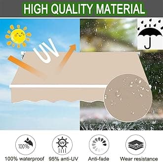 Retractable Patio Awning Replacement Fabric Waterproof Many sizes Shade Sun Shade Awning Cover Outdoor Patio Canopy Sunsetter Deck Awnings Polyester,Frameless ( Color : L X W , Size : (8x7ft) 2.5x2.1m