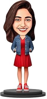 Plastic Avataar Studio Personalized Gift for Friends, Sister, BFF, Girlfriend,Character Caricature Photo Frame (Red & Blue Dress Girl, MULTICOLOR, 10 INCHES, Rectangular, tabletop)