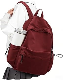 VECAVE School Backpack Red Waterproof Bookbag Casual Lightweight Travel Rucksack Daypack Backpacks for Men Women College High School Bags backpack for Boys Girls Teens