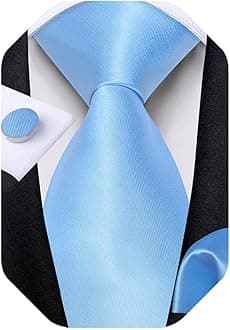 DiBanGu Mens Solid Color Tie and Pocket Square Set Woven Silk Plain Necktie & Handkerchief for Men Wedding Party Formal