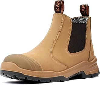 Work Boots for Men, Slip On Steel Toe Chelsea Safety Boots, Waterproof Slip Resistant Work Shoes, Lightweight Comfortable Breathable Non Slip Safety Toe Shoes